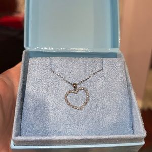 14K Open Heart Diamond Pendant BRAND NEW
